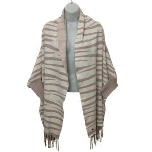 Soia & Kyo Pink Animal Print Knit Scarfigan with Fringe